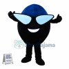 Black Ball With Sunglasses Mascot Costume 	