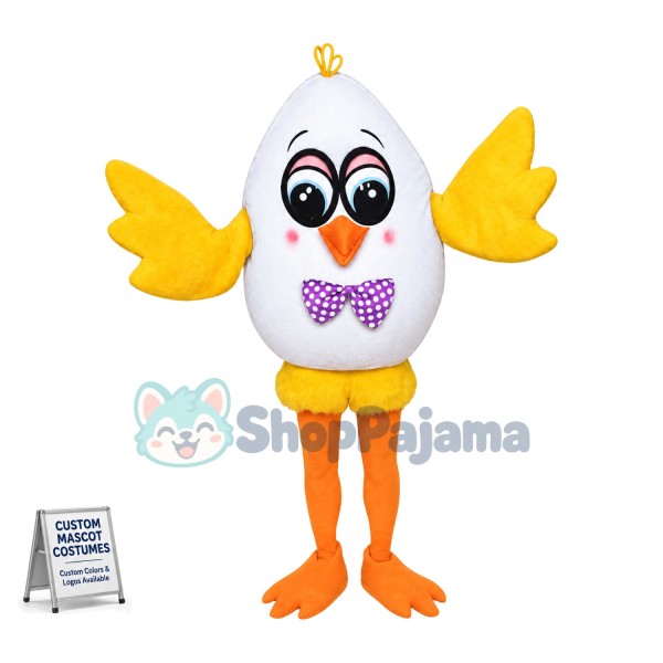 Hatching Chick Hard Boiled Egg Mascot Cartoon Costume Adult Size	